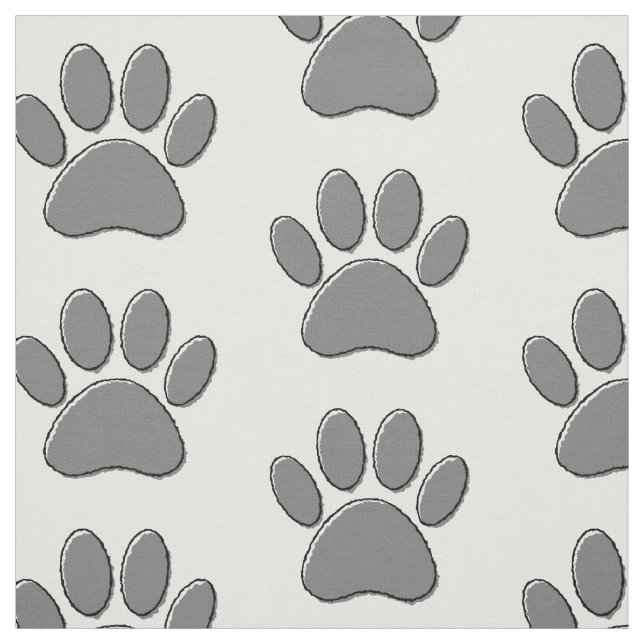 Cute Puppy Paw Drawing Fabric (Swatch)
