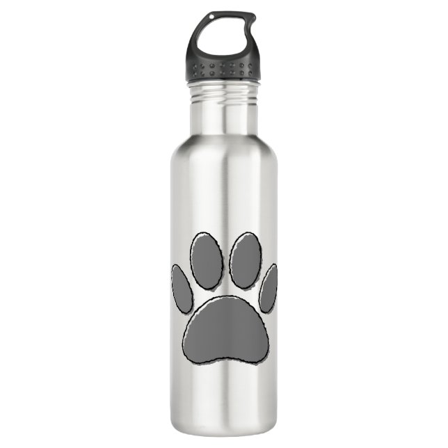 Cute Puppy Paw Drawing Stainless Steel Water Bottle (Front)