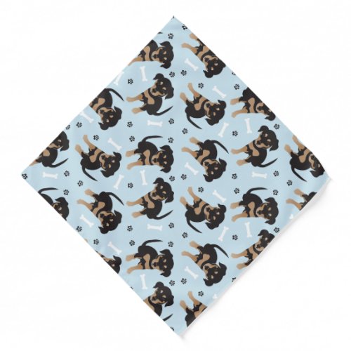 Cute Puppy Paw Print Dog Bone Pattern Blue Bandana