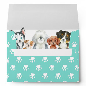 Cute Puppy Paw print Invitation Card 5x7 Envelope