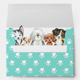 Cute Puppy Paw print Invitation Card 5x7 Envelope