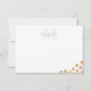 Cute Puppy Paw Prints Watercolor Custom Name Note Card