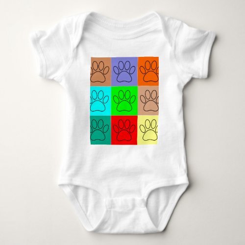Cute Puppy Paws In Squares Baby Bodysuit