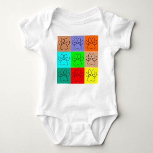 Cute Puppy Paws In Squares Baby Bodysuit