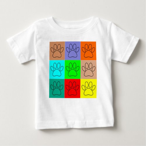 Cute Puppy Paws In Squares Baby T_Shirt