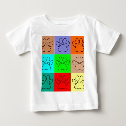 Cute Puppy Paws In Squares Baby T_Shirt