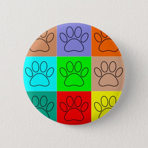 Cute Puppy Paws In Squares Button