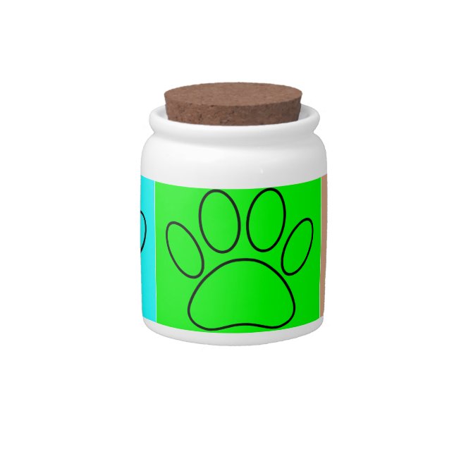 Cute Puppy Paws In Squares Candy Jar (Front)
