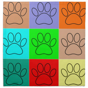 Cute Puppy Paws In Squares Cloth Napkin