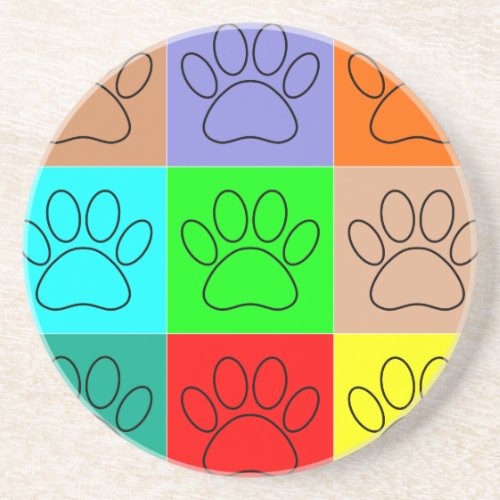 Cute Puppy Paws In Squares Drink Coaster