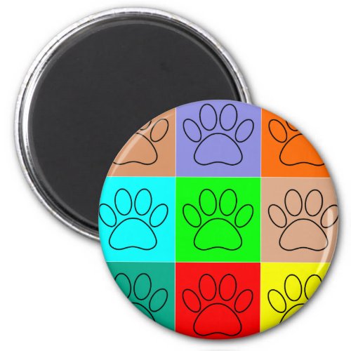 Cute Puppy Paws In Squares Magnet