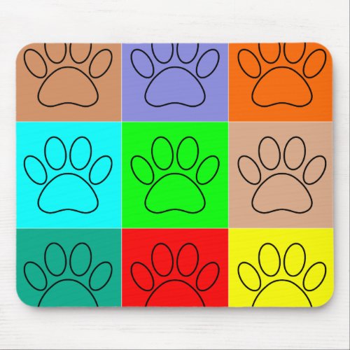 Cute Puppy Paws In Squares Mouse Pad