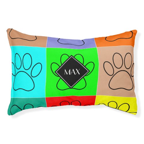 Cute Puppy Paws In Squares Pet Bed
