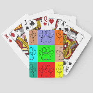 Cute Puppy Paws In Squares Poker Cards