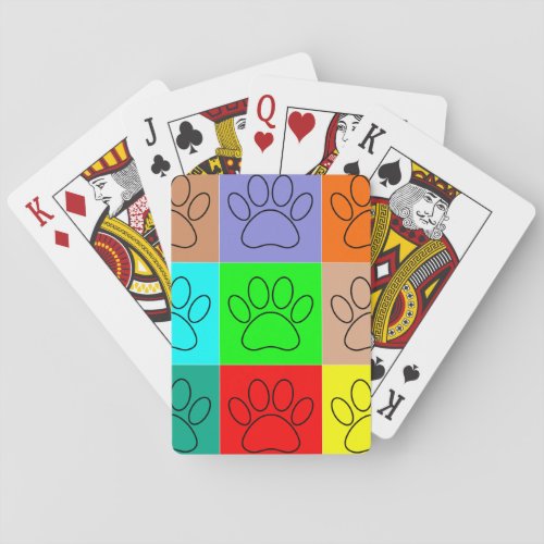 Cute Puppy Paws In Squares Poker Cards