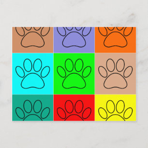 Cute Puppy Paws In Squares Postcard