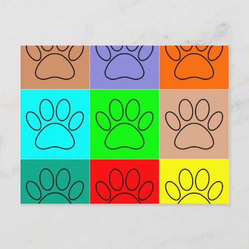 Cute Puppy Paws In Squares Postcard