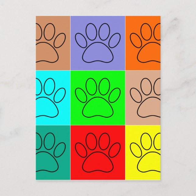 Cute Puppy Paws In Squares Postcard (Front)