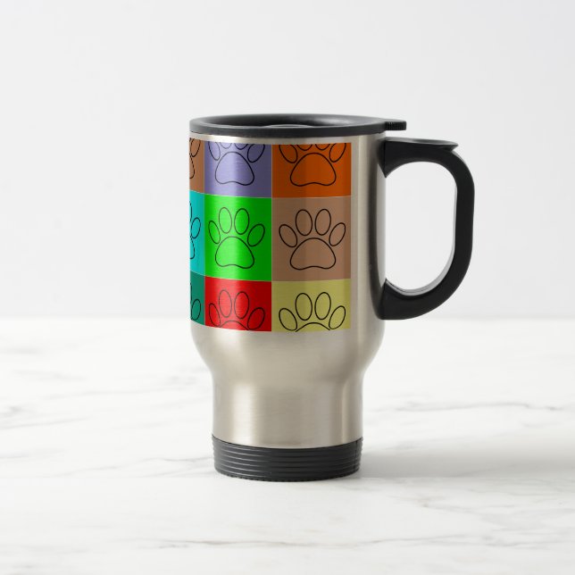 Cute Puppy Paws In Squares Travel Mug (Right)