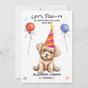 Cute Puppy Pawty Kids Dog Theme Funny Birthday Invitation