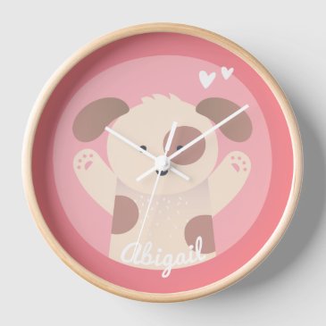 Cute Puppy - Personalized Girls Clock