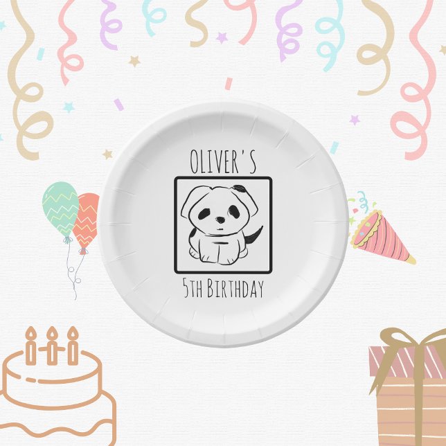 Cute Puppy Personalized Kid's Birthday Party   Paper Plates (Creator Uploaded)