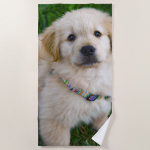 Cute Puppy Personalized Photo Dog Lover Beach Towel