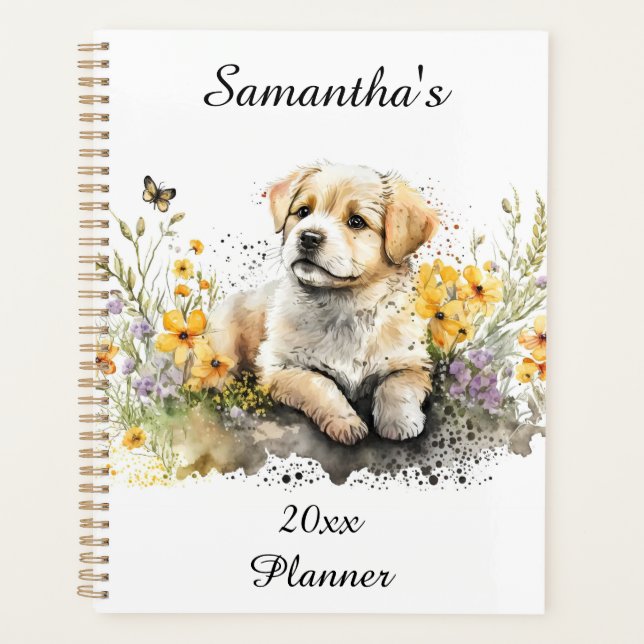 Cute Puppy Personalized Planner (Front)