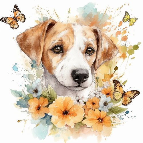 Cute Puppy Personalized Watercolor Throw Pillow