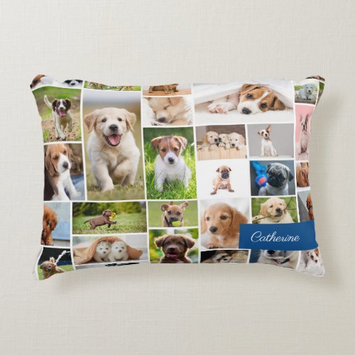 Cute Puppy Photo Montage Adorable Dog Accent Pillow