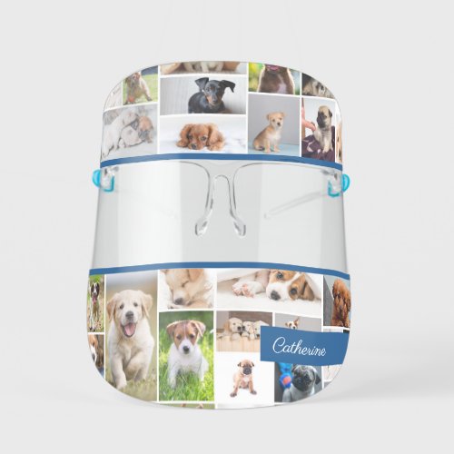 Cute Puppy Photo Montage Adorable Dog Kids Face Shield