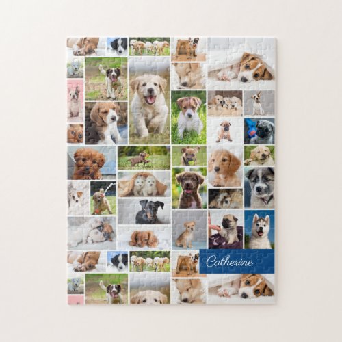 Cute Puppy Photo Montage Adorable Dog Jigsaw Puzzle