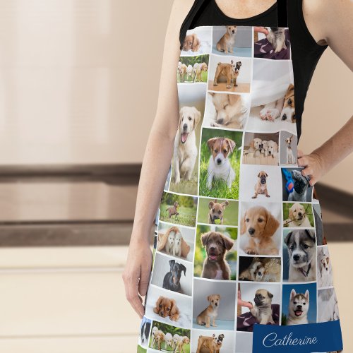 Cute Puppy Photo Montage Adorable Dog Pattern Apron