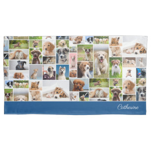 Cute Puppy Photo Montage Adorable Dog Pillow Case