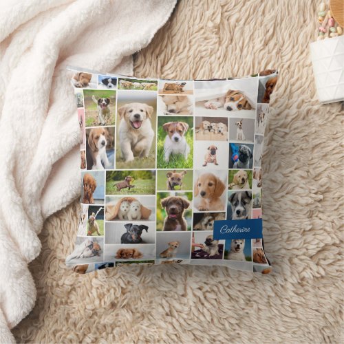 Cute Puppy Photo Montage Adorable Dog Throw Pillow