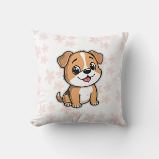 Cute Puppy Pillow – Pink Floral Design