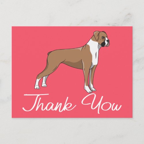 Cute Puppy Pink Cartoon Boxer Dog Thank You Postcard