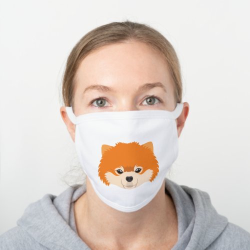 Cute Puppy Pomeranian Dog White Cotton Face Mask