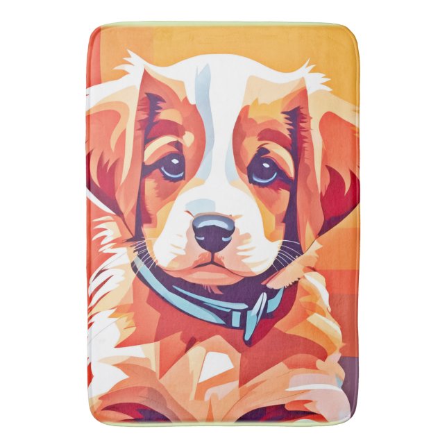 Cute Puppy Pop Art Bath Mat (Front Vertical)
