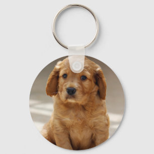 Cute Puppy Portrait Photo Keychain