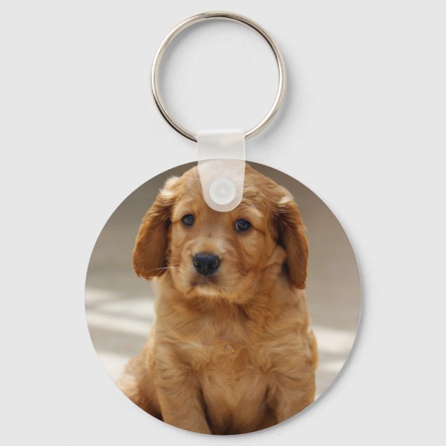 Cute Puppy Portrait Photo Keychain (Front)