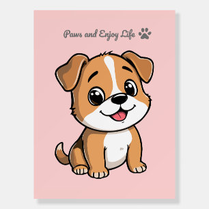 Cute Puppy Poster “Paws and Enjoy Life” Pastel Aes