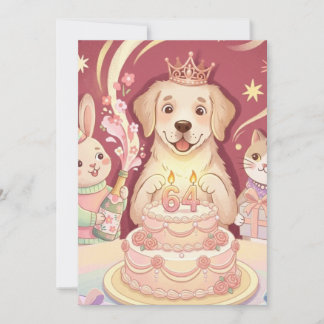 Cute Puppy Princess Happy Birthday PartyInvitation Invitation