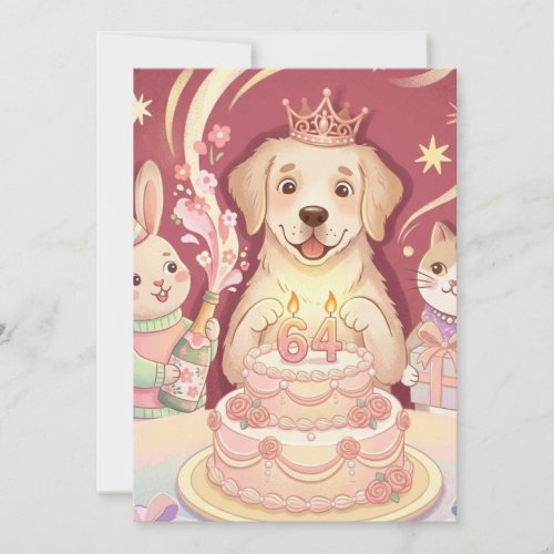 Cute Puppy Princess Happy Birthday PartyInvitation Invitation