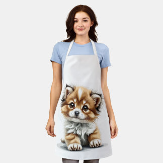 Cute Puppy Print Apron