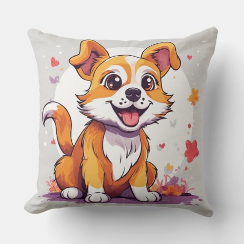 Cute puppy printed playful kids room Throw Pillow