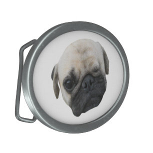 Cute Puppy Pug Dog Friend ... かわいい 子犬 Oval Belt Buckle