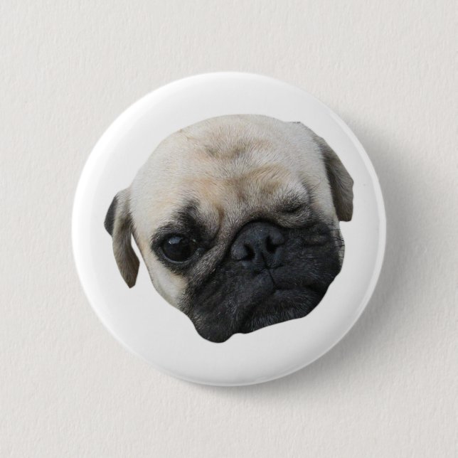 Cute Puppy Pug Dog Friend ... かわいい 子犬 Pinback Button (Front)