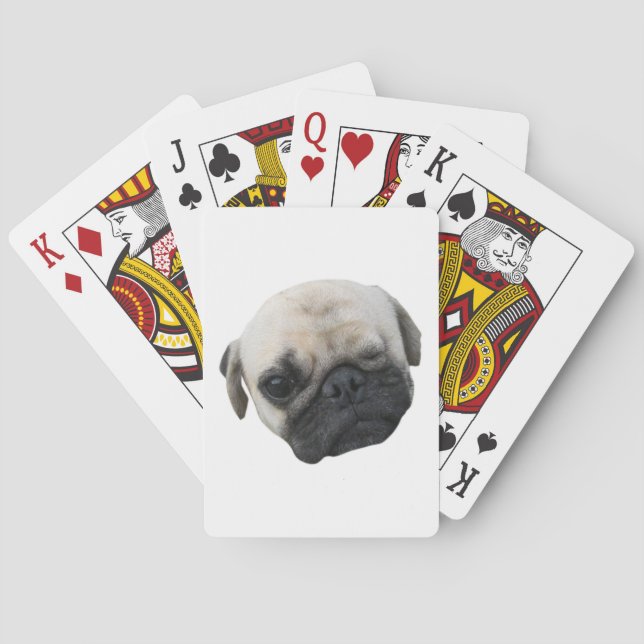 Cute Puppy Pug Dog Friend ... かわいい 子犬 Poker Cards (Back)