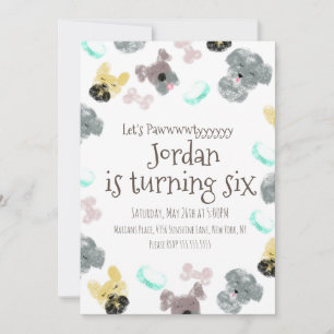 Cute Puppy Pup Dog Pawtyyy Birthday Party Invitation